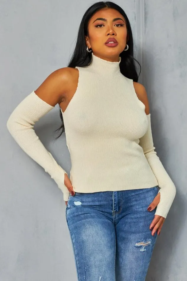 Women Top En Maille Beige Ctel Col Montant Mitaines Longues Beige Brentiny Paris Top And Tank Tops Women Top En Maille Beige Ctel Col Montant Mitaines Longues Beige Brentiny Paris Top And Tank Tops