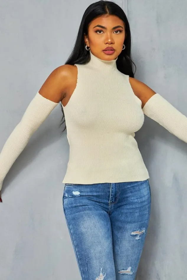 Women Top En Maille Beige Ctel Col Montant Mitaines Longues Beige Brentiny Paris Top And Tank Tops Women Top En Maille Beige Ctel Col Montant Mitaines Longues Beige Brentiny Paris Top And Tank Tops