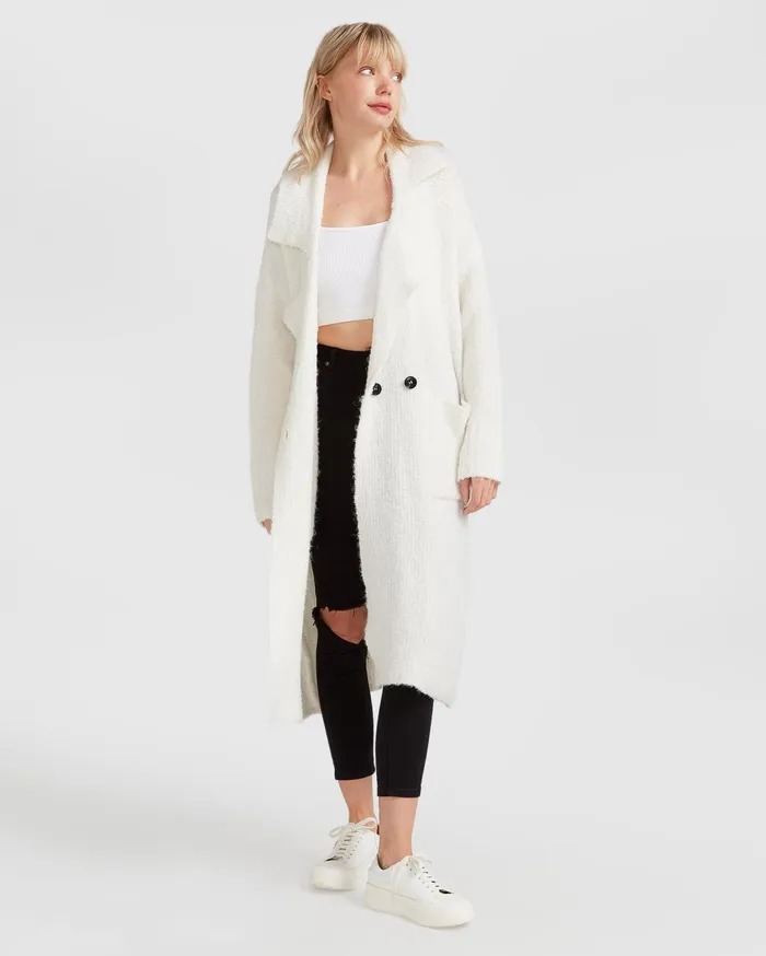 Women Tops Belle and Bloom Born To Run Sustainable Sweater Coat 8211 White