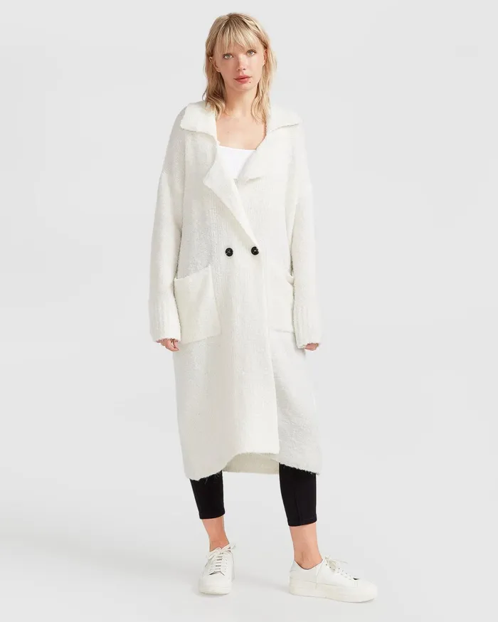 Women Tops Belle and Bloom Born To Run Sustainable Sweater Coat 8211 White