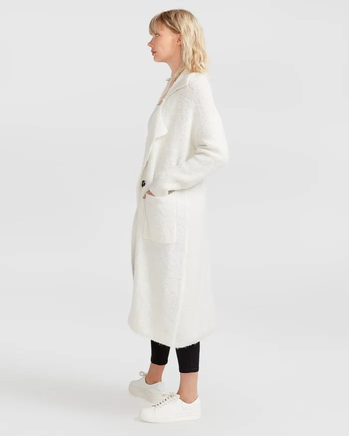 Women Tops Belle and Bloom Born To Run Sustainable Sweater Coat 8211 White