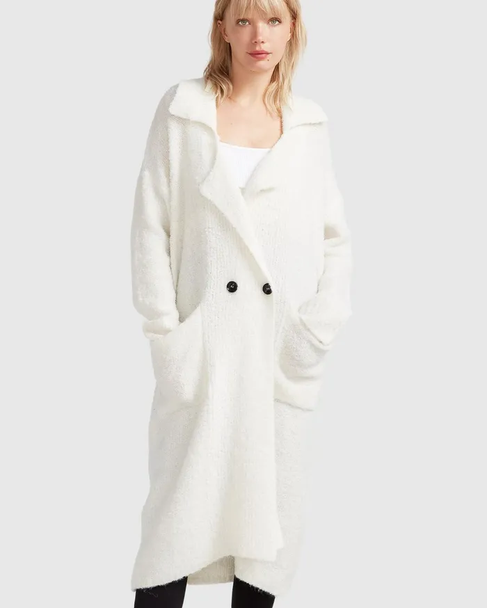 Women Tops Belle and Bloom Born To Run Sustainable Sweater Coat 8211 White