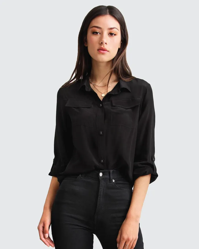 Women Tops Belle and Bloom Eclipse Rolled Sleeve Blouse 8211 Black