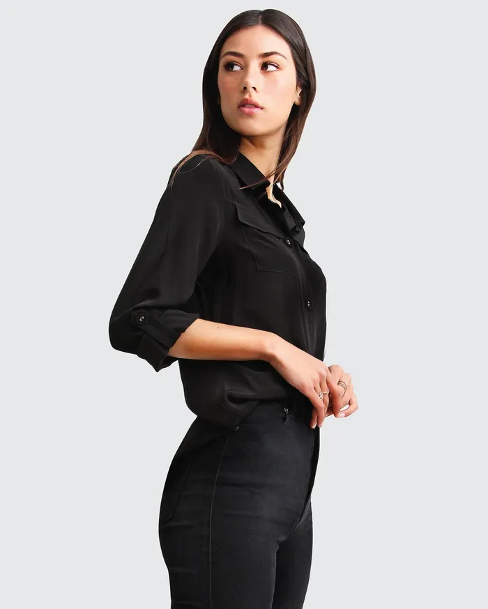 Women Tops Belle and Bloom Eclipse Rolled Sleeve Blouse 8211 Black