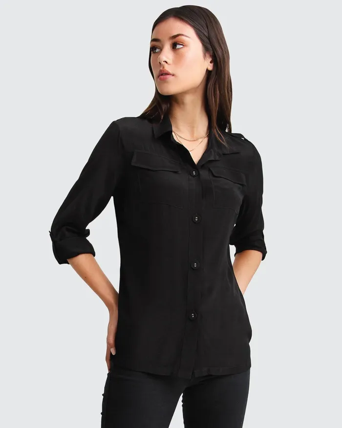 Women Tops Belle and Bloom Eclipse Rolled Sleeve Blouse 8211 Black
