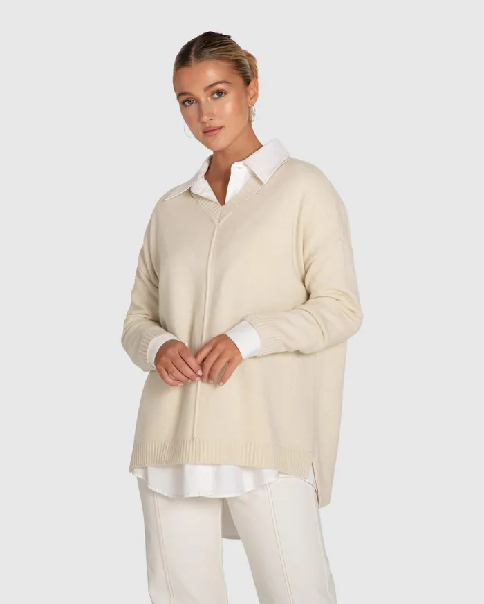 Women Tops Belle and Bloom Wonder Of You Cashmere Blend Oversized Jumper 8211 Cream