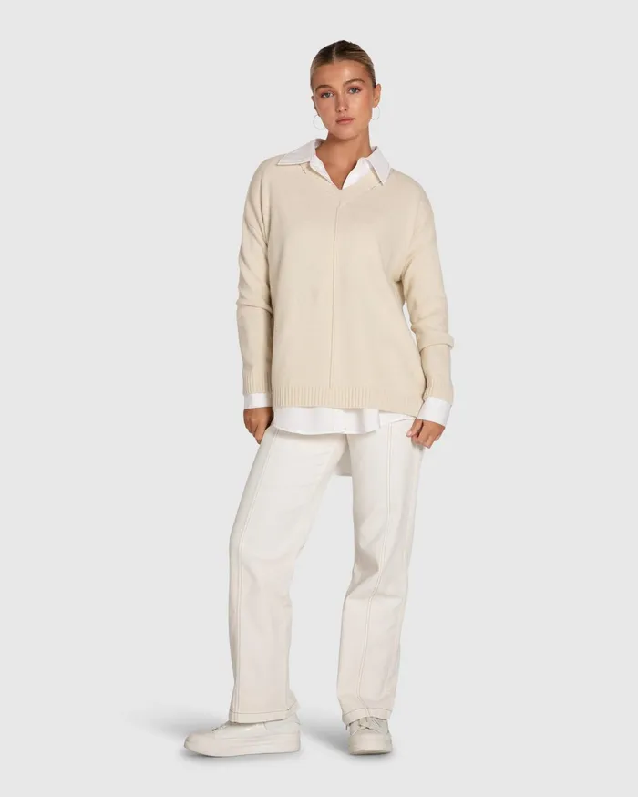 Women Tops Belle and Bloom Wonder Of You Cashmere Blend Oversized Jumper 8211 Cream