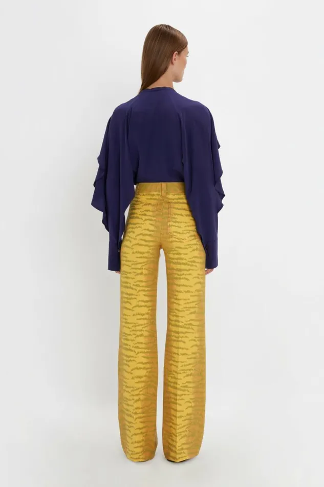 Women Trousers Victoria Beckham Alina Trouser In YellowMaple Tiger Print