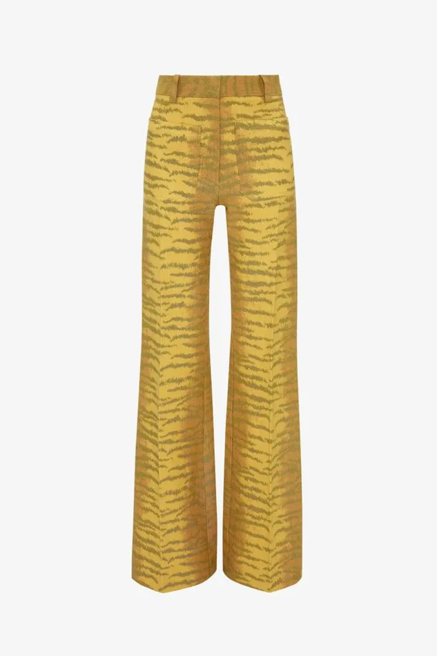 Women Trousers Victoria Beckham Alina Trouser In YellowMaple Tiger Print