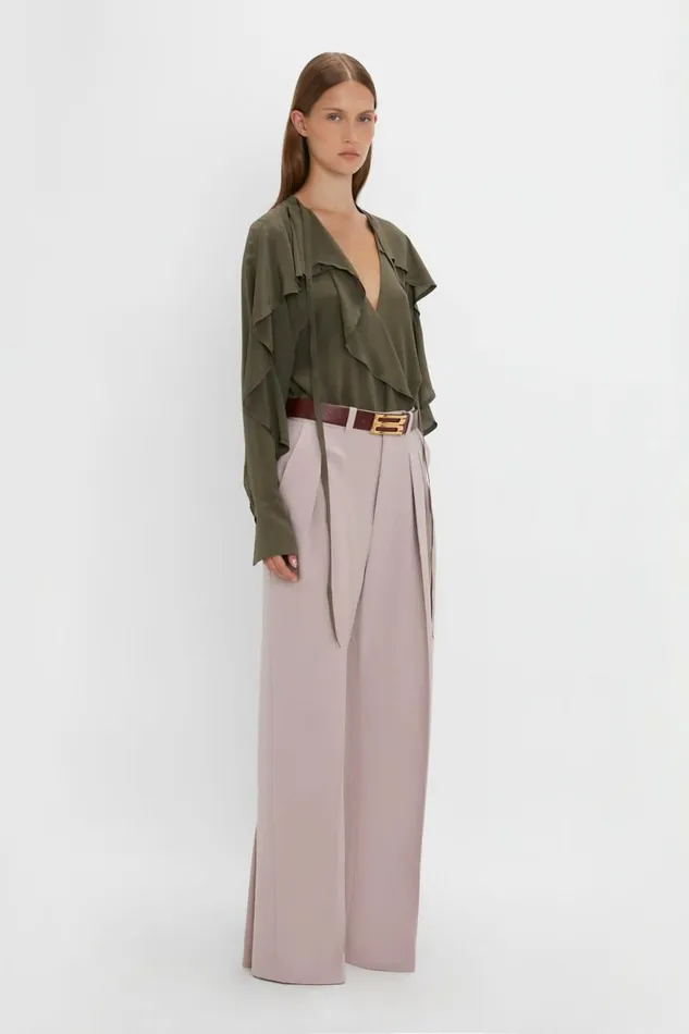 Women Trousers Victoria Beckham Double Pleat Trouser In Rose Quartz