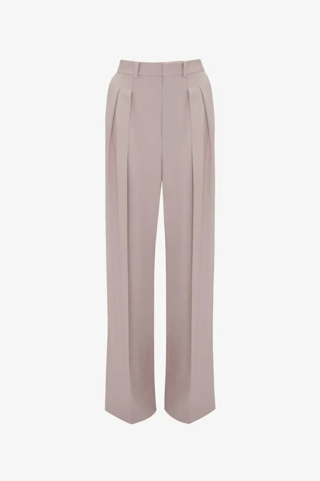 Women Trousers Victoria Beckham Double Pleat Trouser In Rose Quartz