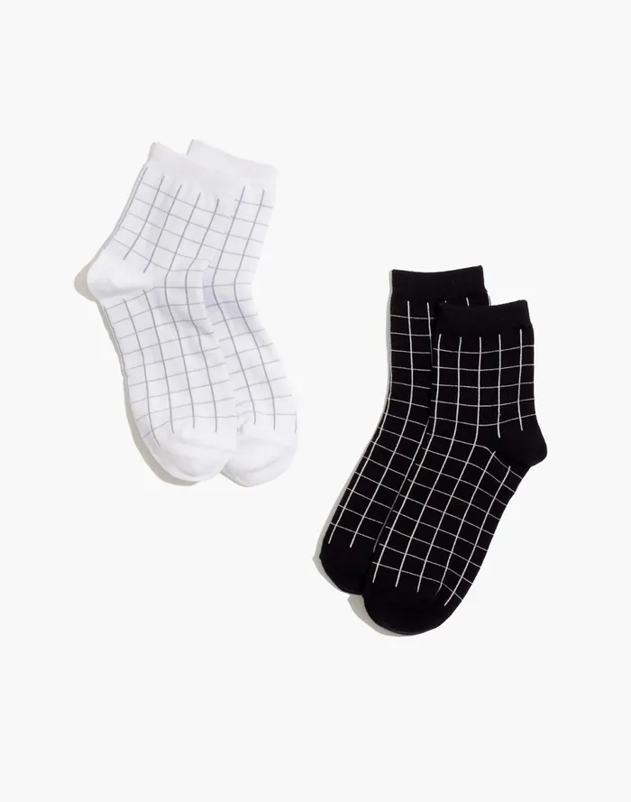 Women Two Pack Grid Ankle Socks Lighthouse Multi Madewell Socks