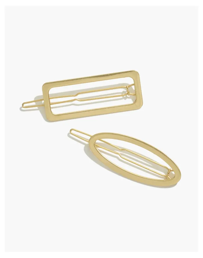 Women Two Pack Open Shape Hair Clips Vintage Gold Madewell Hair Accessories