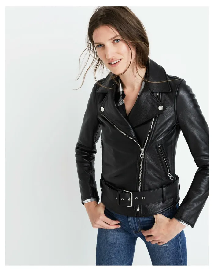 Women Ultimate Leather Motorcycle Jacket True Black Madewell Jackets