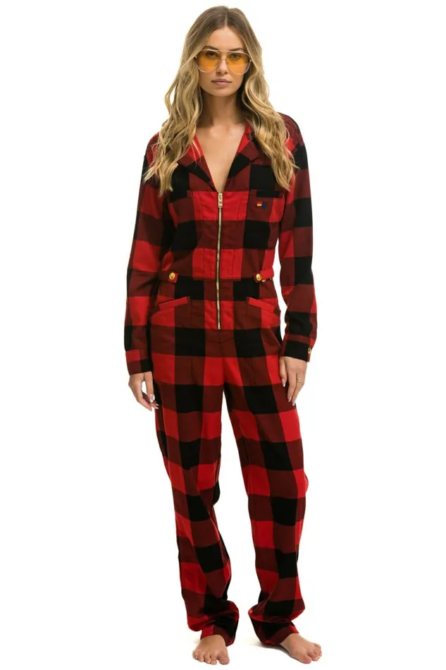 Women UNISEX PLAID FLIGHT SUIT 8211 BUFFALO PLAID Aviator Nation Outerwear
