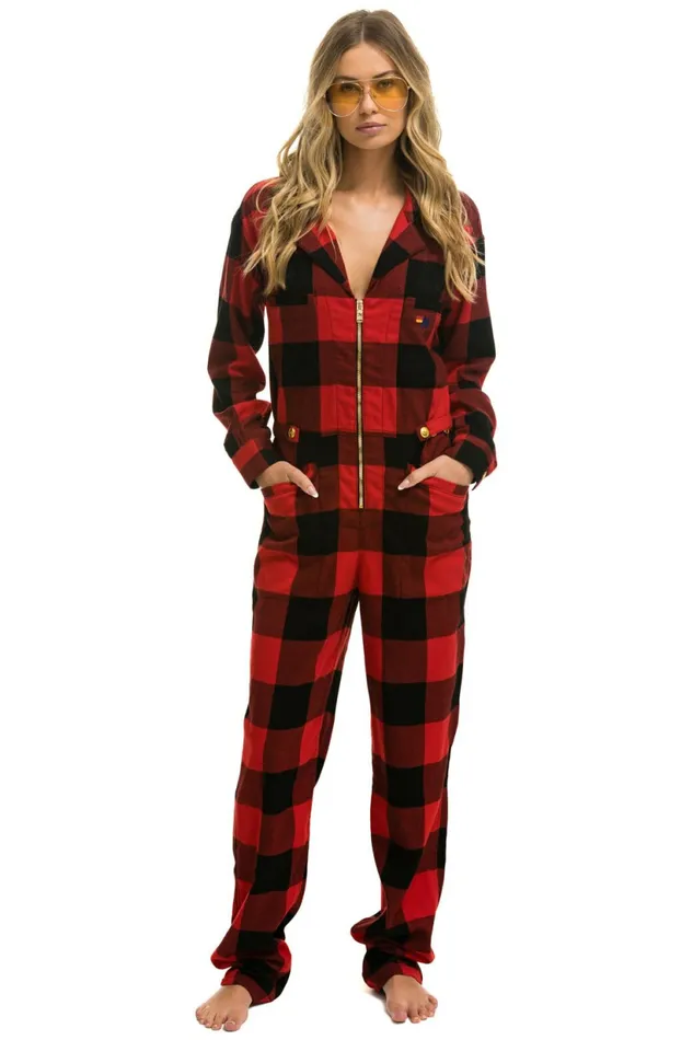 Women UNISEX PLAID FLIGHT SUIT 8211 BUFFALO PLAID Aviator Nation Outerwear Women UNISEX PLAID FLIGHT SUIT 8211 BUFFALO PLAID Aviator Nation Outerwear