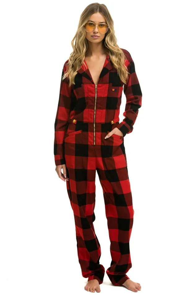 Women UNISEX PLAID FLIGHT SUIT 8211 BUFFALO PLAID Aviator Nation Outerwear Women UNISEX PLAID FLIGHT SUIT 8211 BUFFALO PLAID Aviator Nation Outerwear