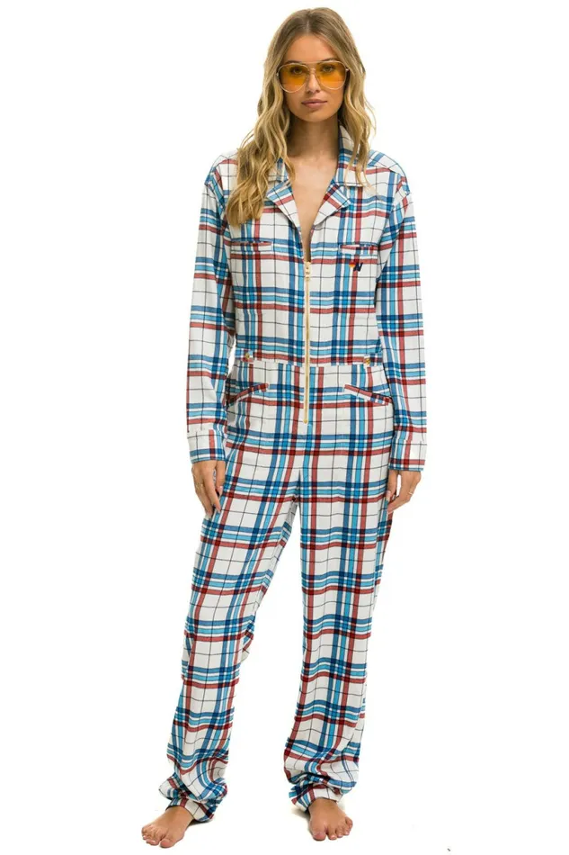 Women UNISEX PLAID FLIGHT SUIT 8211 MONTAUK PLAID Aviator Nation Outerwear