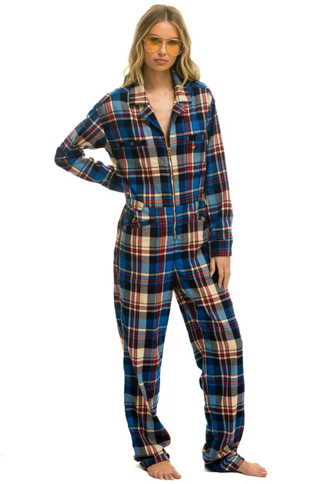 Women UNISEX PLAID FLIGHT SUIT 8211 PATRIOT PLAID Aviator Nation Outerwear Women UNISEX PLAID FLIGHT SUIT 8211 PATRIOT PLAID Aviator Nation Outerwear