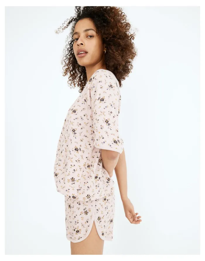 Women Waffle Knit Pajama Set In Fresh Sprigs Wisteria Dove Madewell Pajamas Women Waffle Knit Pajama Set In Fresh Sprigs Wisteria Dove Madewell Pajamas