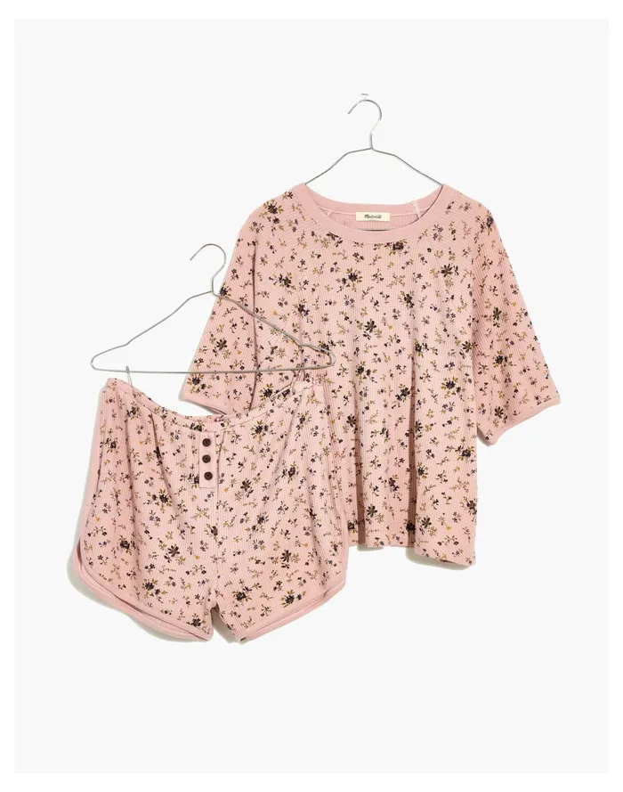 Women Waffle Knit Pajama Set In Fresh Sprigs Wisteria Dove Madewell Pajamas Women Waffle Knit Pajama Set In Fresh Sprigs Wisteria Dove Madewell Pajamas