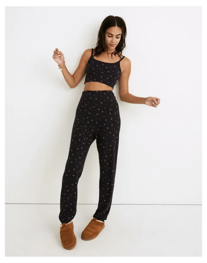 Women Waffle Knit Pajama Sweatpants In Bandana Floral Night Vision Madewell Pajamas