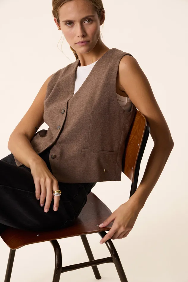 Women Waistcoat Rosetta Marmotte Veste Laine Beige Des Petits Hauts Suits