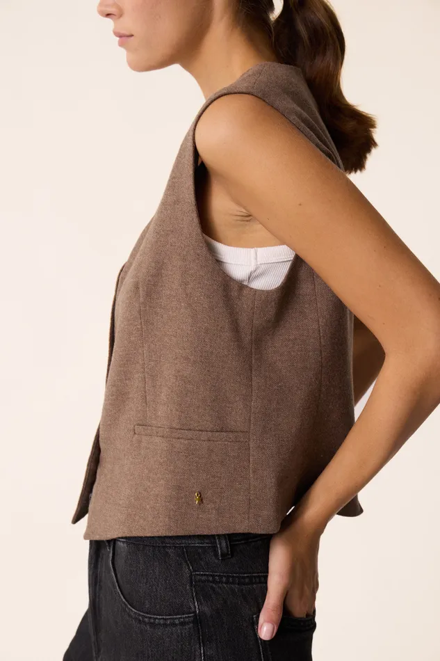 Women Waistcoat Rosetta Marmotte Veste Laine Beige Des Petits Hauts Suits