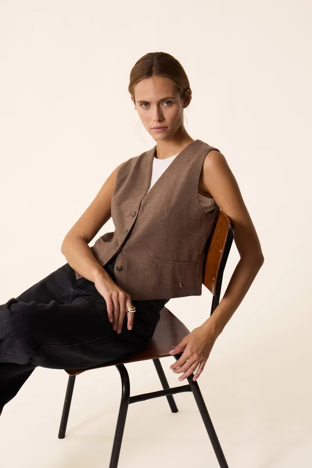 Women Waistcoat Rosetta Marmotte Veste Laine Beige Des Petits Hauts Suits