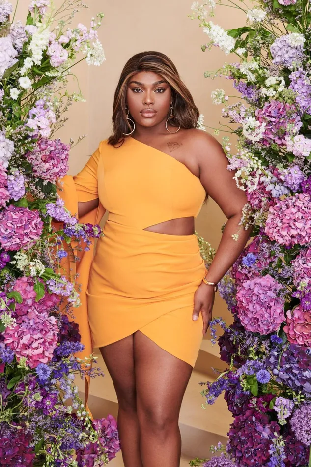 Women Wedding Guest Lavish Alice RILEY Curve One Shoulder Cape Mini Dress In Mango Orange Mango Orange
