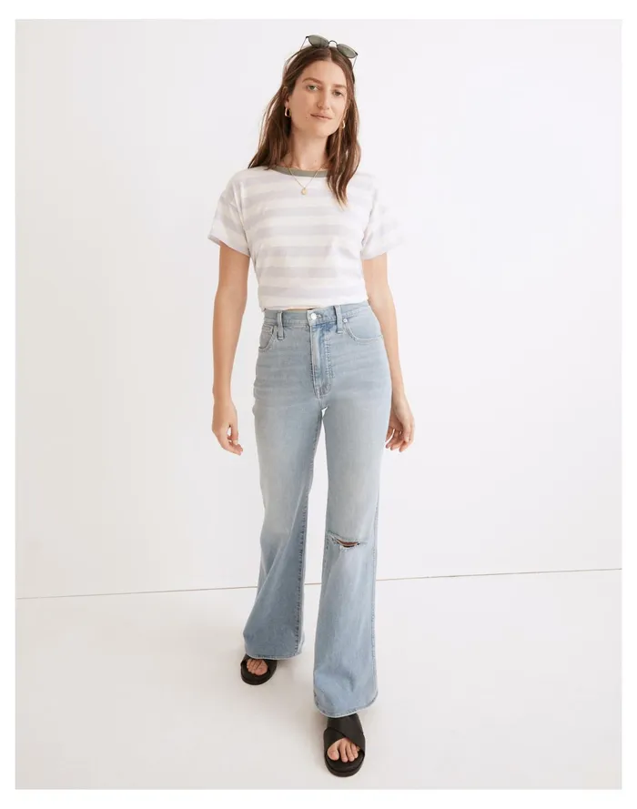 Women Whisper Cotton Rib Crewneck Ringer Tee In Thurman Stripe Distant Lavendar Madewell Tees Women Whisper Cotton Rib Crewneck Ringer Tee In Thurman Stripe Distant Lavendar Madewell Tees