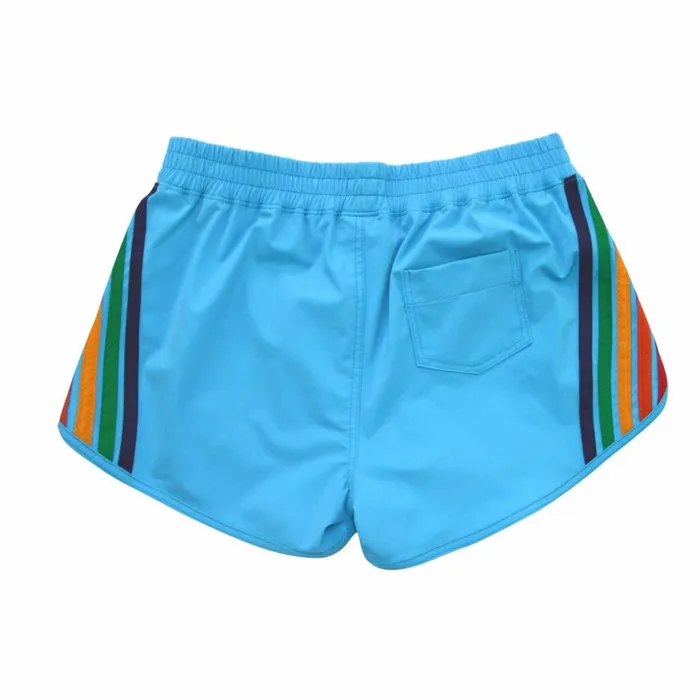 Women WOMEN039S 5 STRIPE FLEX BOARD SHORTS 8211 NEON BLUE RAINBOW Aviator Nation Shorts Women WOMEN039S 5 STRIPE FLEX BOARD SHORTS 8211 NEON BLUE RAINBOW Aviator Nation Shorts