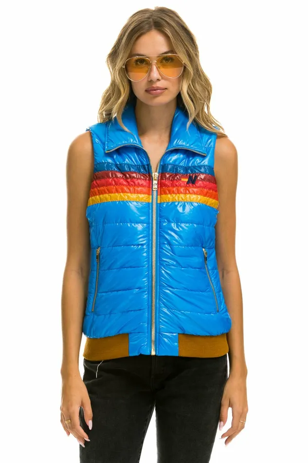 Women WOMEN039S 5 STRIPE VEST 8211 GLOSSY BLUE CINA Aviator Nation Outerwear