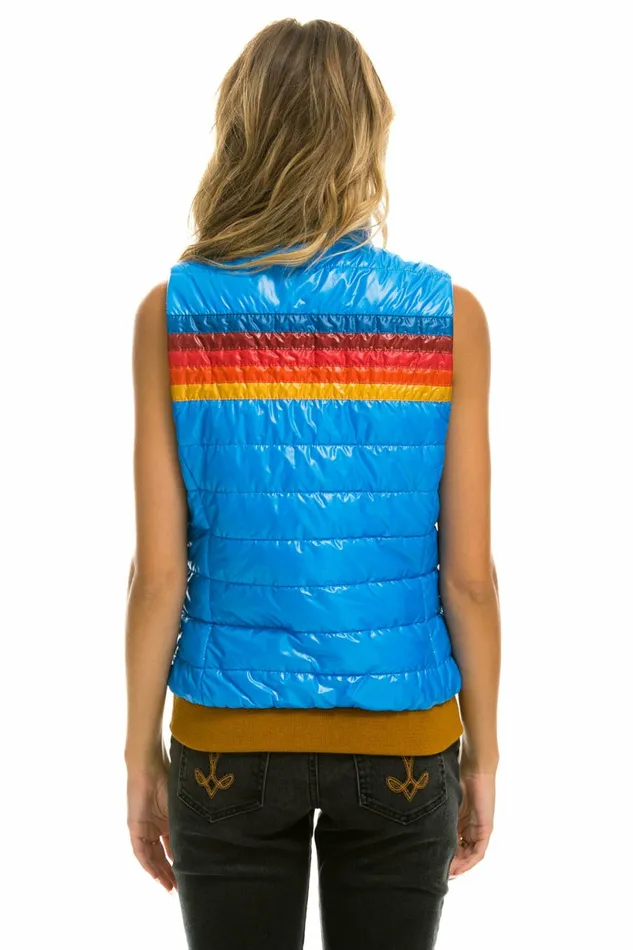 Women WOMEN039S 5 STRIPE VEST 8211 GLOSSY BLUE CINA Aviator Nation Outerwear Women WOMEN039S 5 STRIPE VEST 8211 GLOSSY BLUE CINA Aviator Nation Outerwear