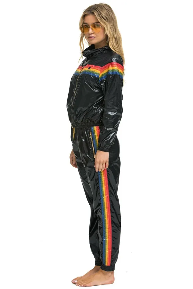 Women WOMEN039S 5 STRIPE WIND PANT BLACK GLOSSY Aviator Nation Sweatpants Women WOMEN039S 5 STRIPE WIND PANT BLACK GLOSSY Aviator Nation Sweatpants