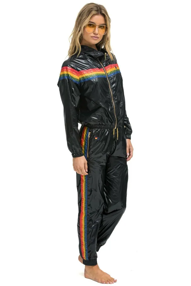 Women WOMEN039S 5 STRIPE WIND PANT BLACK GLOSSY Aviator Nation Sweatpants Women WOMEN039S 5 STRIPE WIND PANT BLACK GLOSSY Aviator Nation Sweatpants