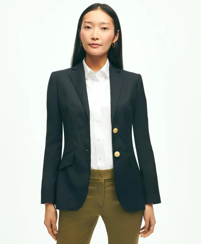 Women Wool TwoButton Blazer Navy Brooks Brothers Blazers