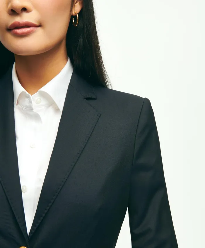 Women Wool TwoButton Blazer Navy Brooks Brothers Blazers