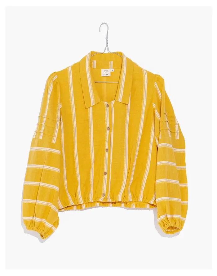 Women World Of Crow Striped Oversized Organic Shirt Pale Chamois Madewell Tops and Shirts Women World Of Crow Striped Oversized Organic Shirt Pale Chamois Madewell Tops and Shirts