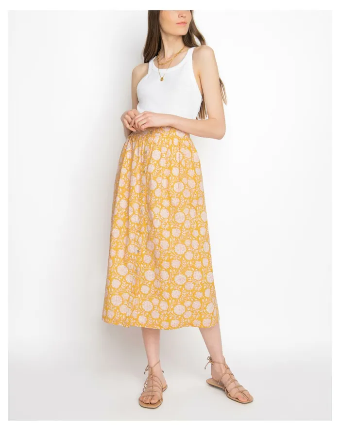 Women WVN Rhodes Skirt Yellow Multi Madewell Skirts