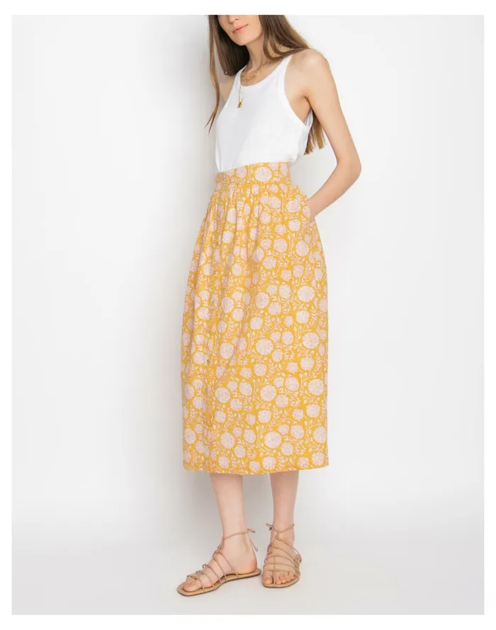 Women WVN Rhodes Skirt Yellow Multi Madewell Skirts Women WVN Rhodes Skirt Yellow Multi Madewell Skirts