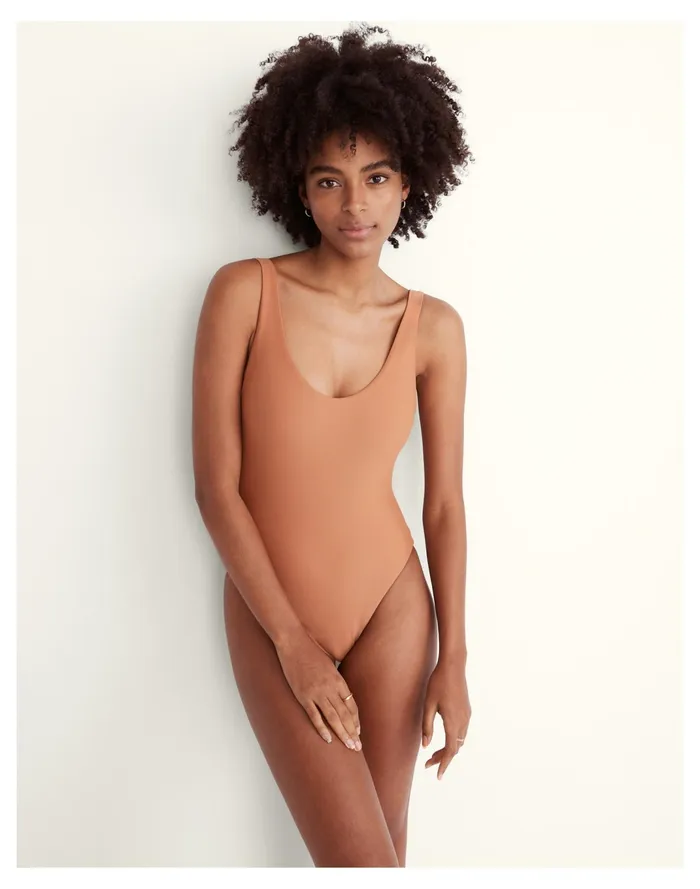 Women X Jade Swim Contour One Piece Swimsuit Toasted Nut Madewell Swim