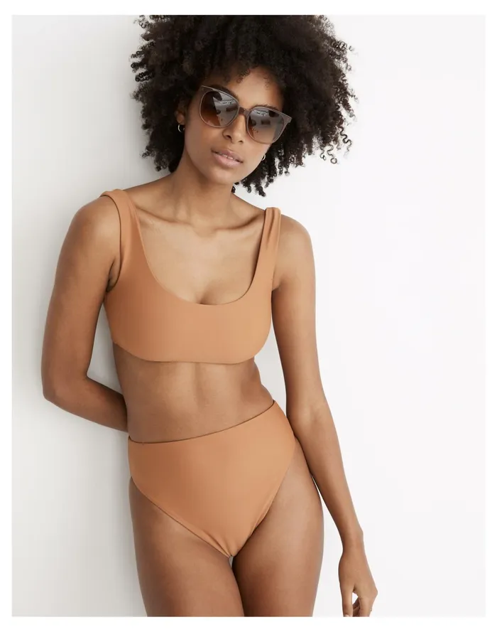 Women X Jade Swim Rounded Edges Bikini Top Toasted Nut Madewell Swim