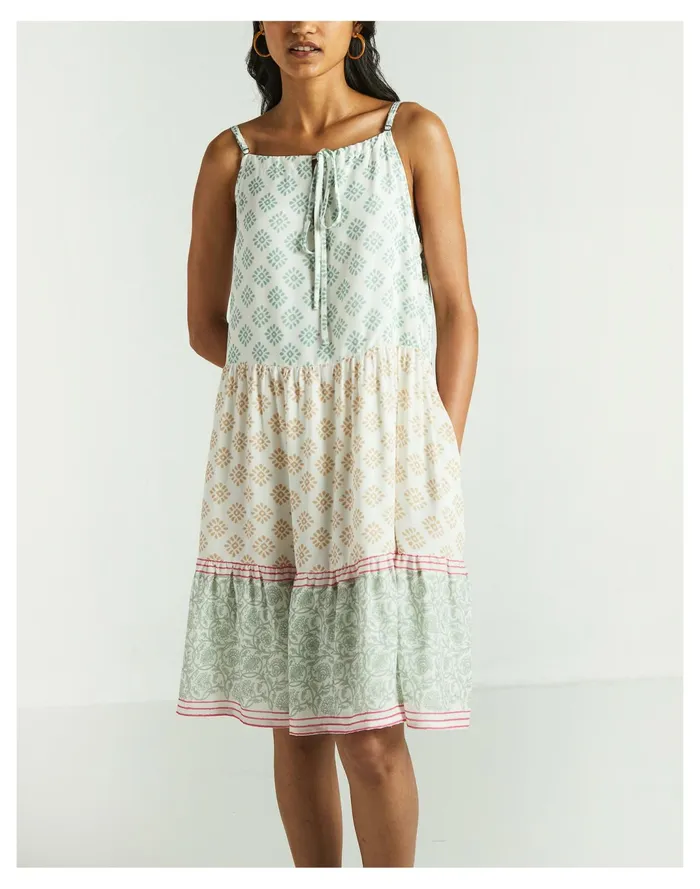 Women X Reistor Strappy Tiered Dress Ivory White Madewell Dresses
