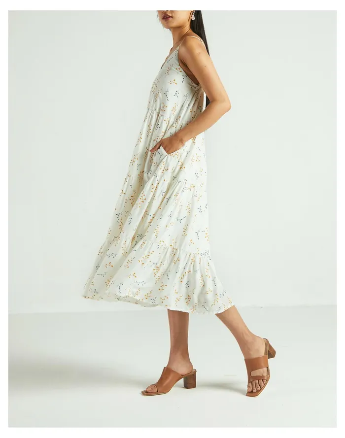 Women X Reistor Tiered Midi Dress Ivory White Madewell Dresses Women X Reistor Tiered Midi Dress Ivory White Madewell Dresses