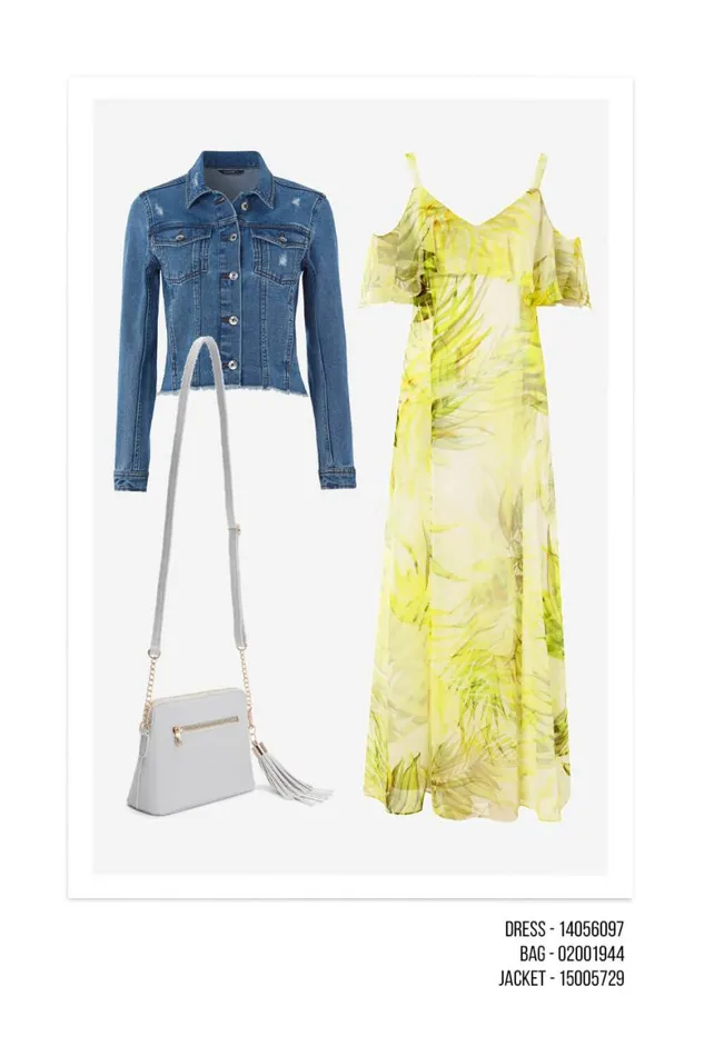 Women Yellow Leaf Print Cold Shoulder Chiffon Maxi Dress Roman Dresses