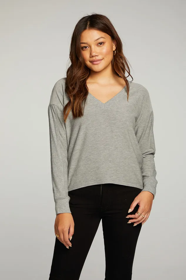 Womens Loungewear Chaser Brand Rpet Cozy Knit Long Sleeve Deep V Drop Shoulder Pullover Womens Loungewear Chaser Brand Rpet Cozy Knit Long Sleeve Deep V Drop Shoulder Pullover