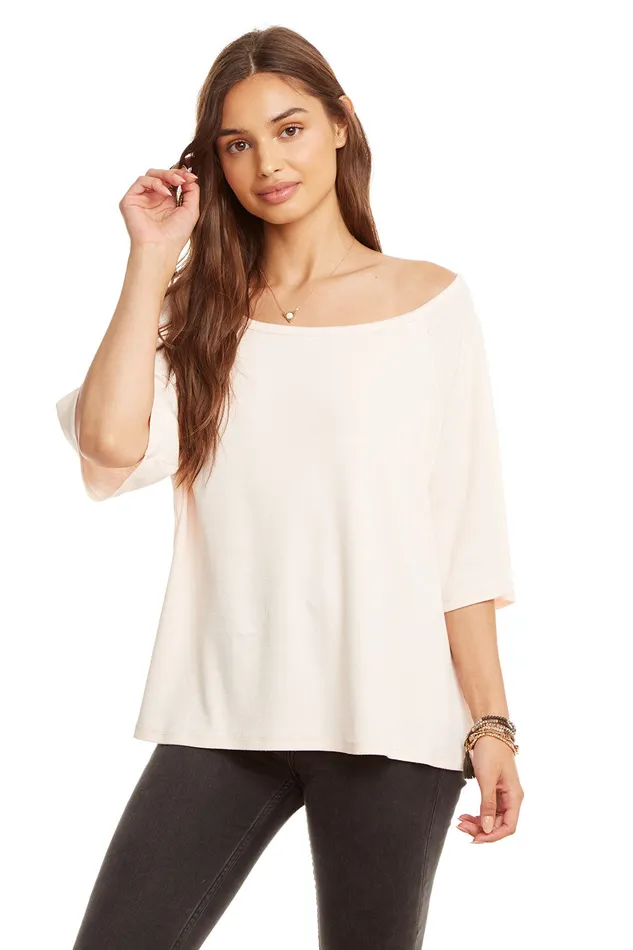 Womens Loungewear Chaser Brand Three Quarter Sleeve Off Shoulder Raglan Tee