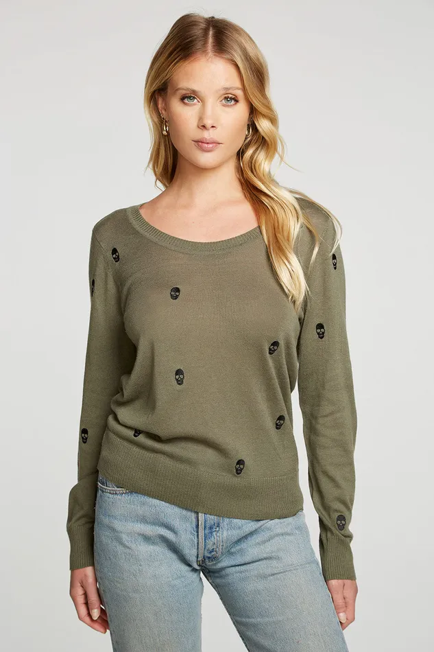 Womens Outerwear Chaser Brand Embroidery Skulls