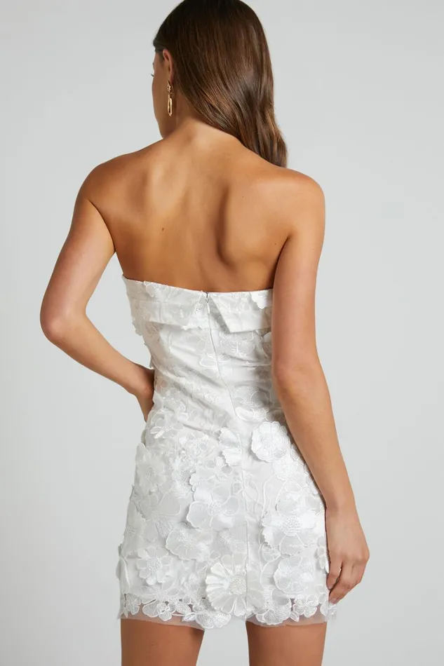 Wren Mini Dress 8211 Strapless Bodycon Garden Flowers Dress In White Women Showpo Dresses